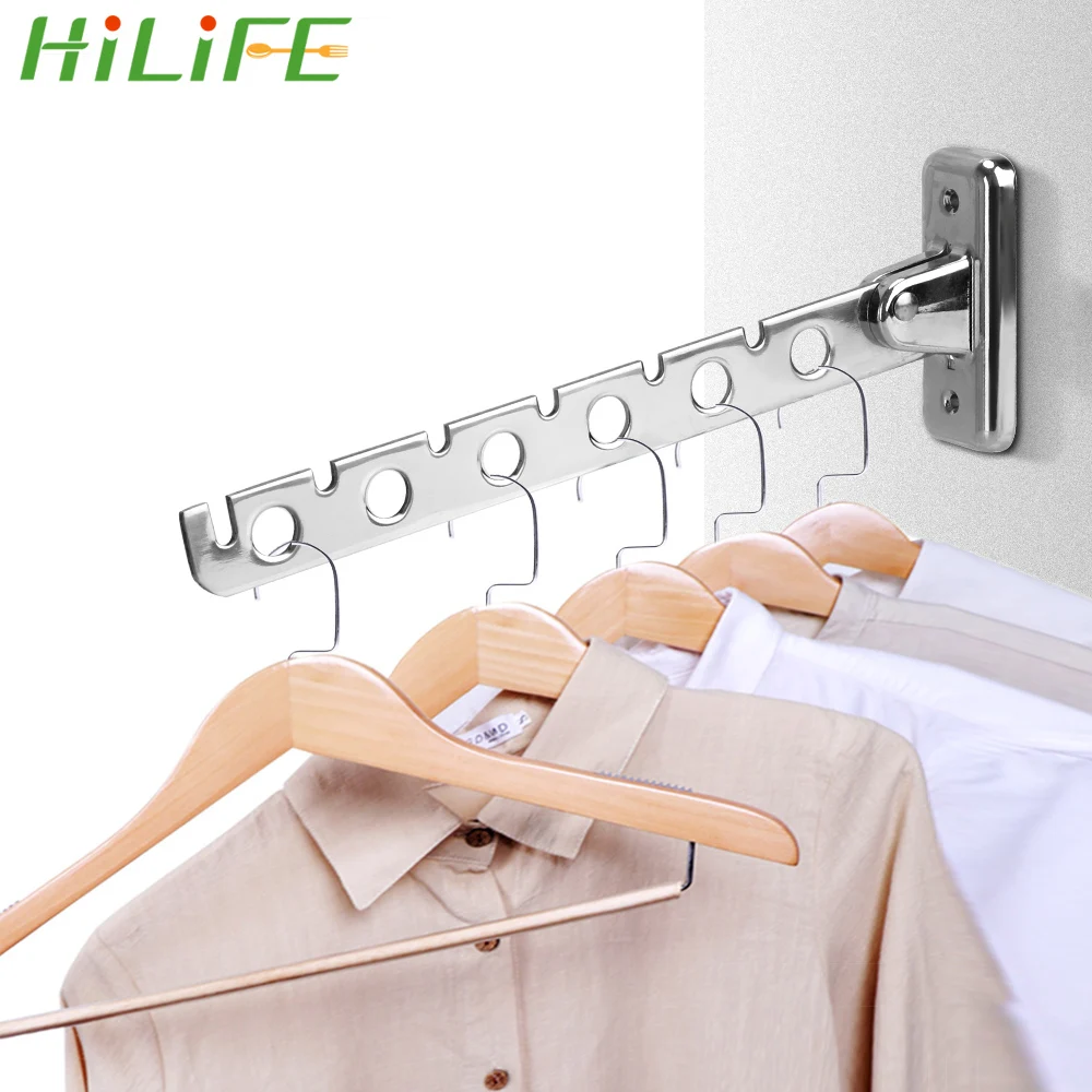 

HILIFE вешалка для одежды лошадь Прачечная 6 отверстий из нержавеющей стали для помещений Экономия пространства Настенный Складной одежды под...