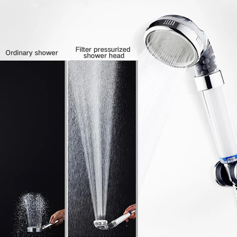 

High Pressure Handheld Shower Head Negative Ions Bathroom Water Saving Rain Shower Filter Faucets 3 Modes Bath Sprayer Sprinkler