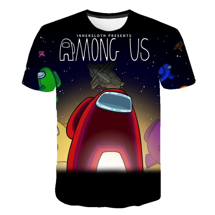 

2021 Summer New Video Games Among us Kids t-shirt 3D Printing Boys Girls All-Match Harajuku Shirt O-Neck Baby Clothing 4T-14T