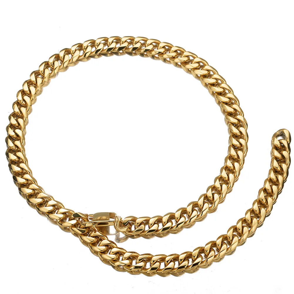 

Rapper Men Necklace Stainless Steel Cuban Link Chain Hip Hop Choker Jewelry 24inch or 30inch