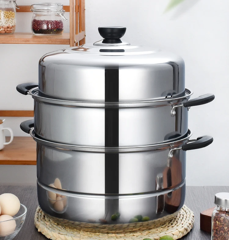 Пароварка из нержавеющей стали толстая кастрюля для приготовления супа 2 3 уровня