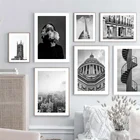 Классический архитектурный роскошный магазин колесо обозрения черная белая Скандинавская настенная Картина на холсте постеры и принты Декор для гостиной