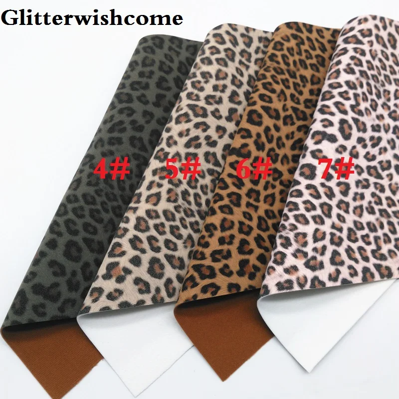 Glitterwishcome 30X134CM Vinyl For Bows Printed Leopard on Suede Faux Leather Sheets for GM080 | Дом и сад