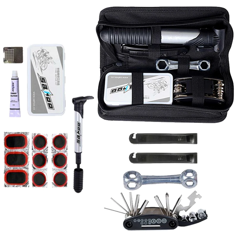 

Набор инструментов для ремонта велосипеда, инструмент для ремонта горных и шоссейных шин, удобная и практичная упаковка с насосом, Аксессуа...