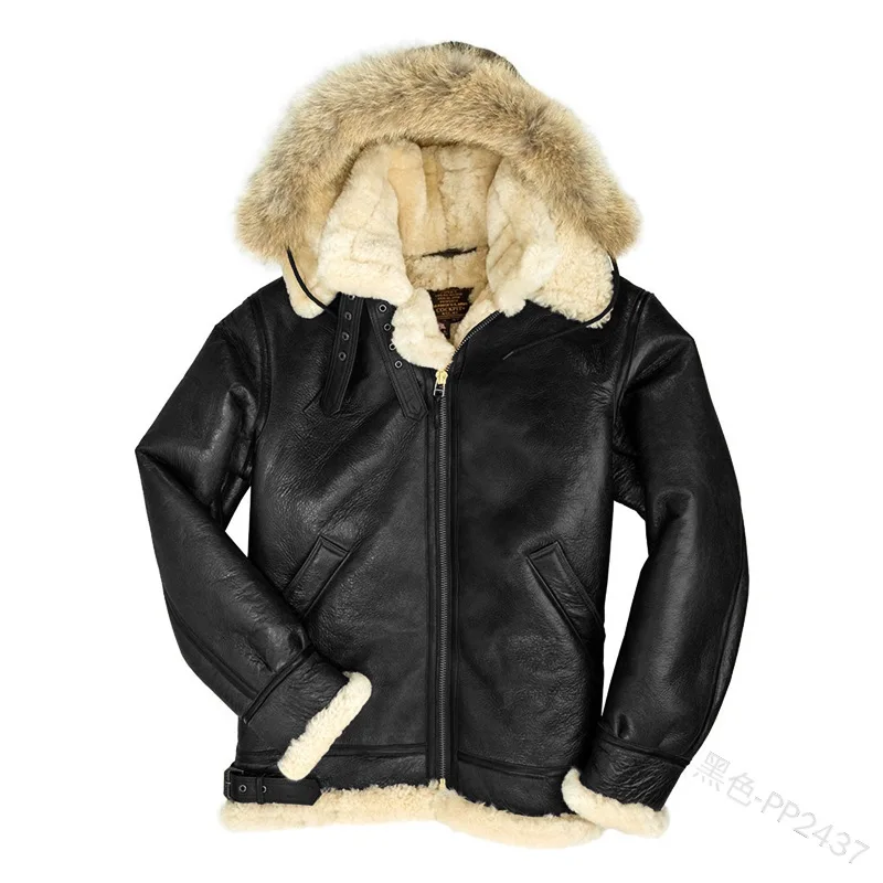 

Mandylandy Winter Warm Plush Coat Men's Slim Fit Fux Fur Long Sleeve Turn-down Collar Solid Color Zipper Stitching Hooded Coat