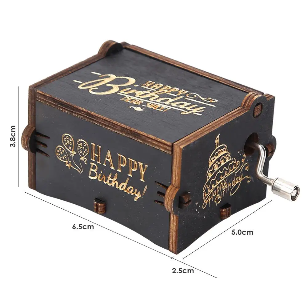 

Children/Friends Christmas Gift Carved Hand Cranked Musical Box Red Wooden Manual Child Birthday Birthday Present