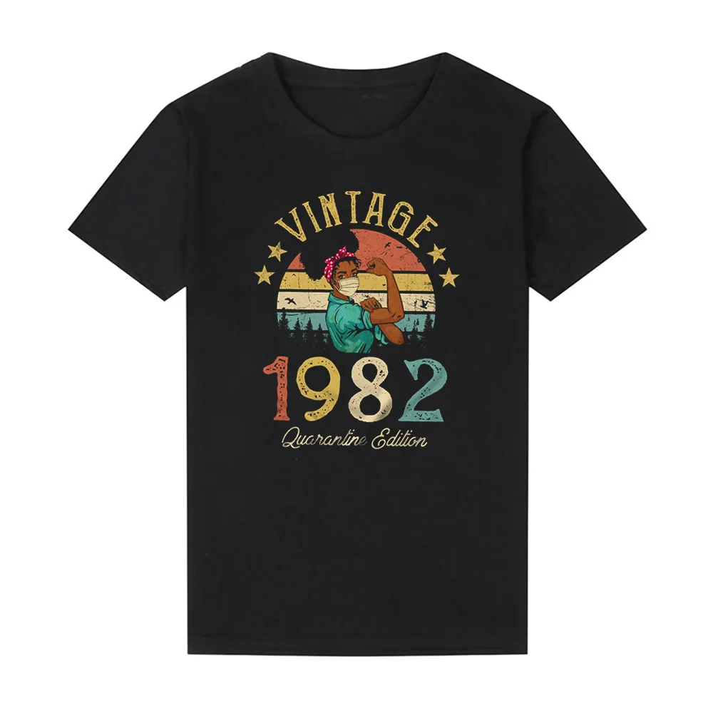 

Vintage 1982 Quarantine Edition T-Shirt 39 Years Old 39th Birthday Gift Idea Women Girls Mom Wife Daughter Funny Retro Tee Shirt