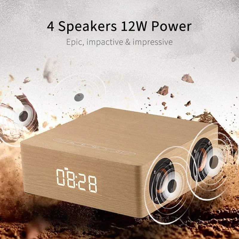 

Home Bluetooth Speakers Press Control with Alarm Clock HD Sound Bass Wireless Receiver Handsfree Speaker