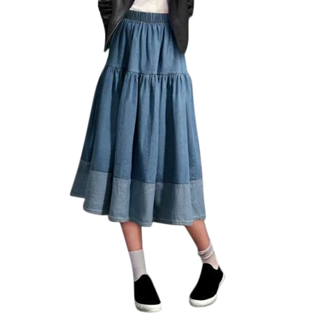 Летняя джинсовая женская юбка с высокой талией Женская Длинная элегантная