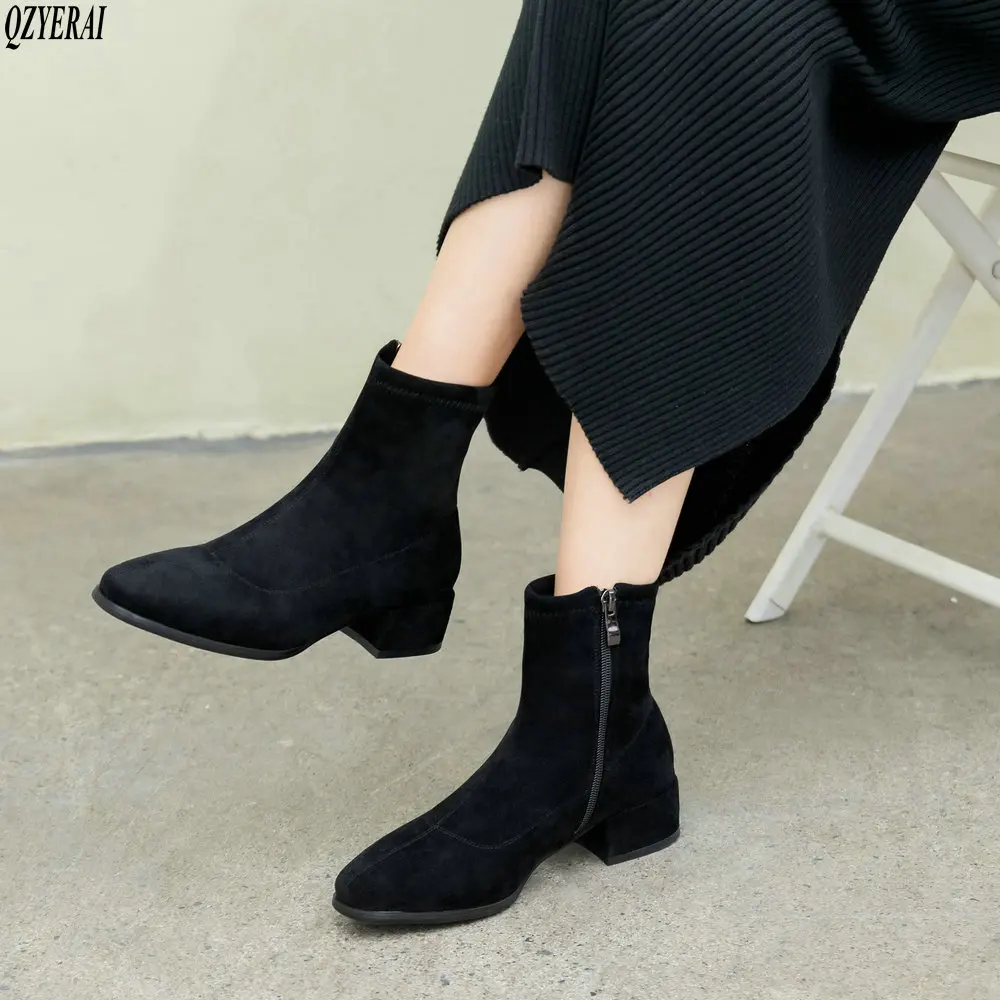 Женские ботильоны из натуральной кожи женские ботинки коровьей замши длиной 22-26 5