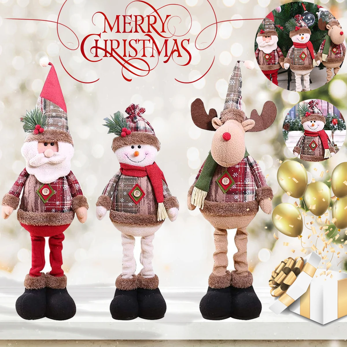 

Рождественские украшения, инновационный лось, Санта, снеговик, куклы, окно, стол, Рождественская елка, украшение для детей, новый год Рождест...