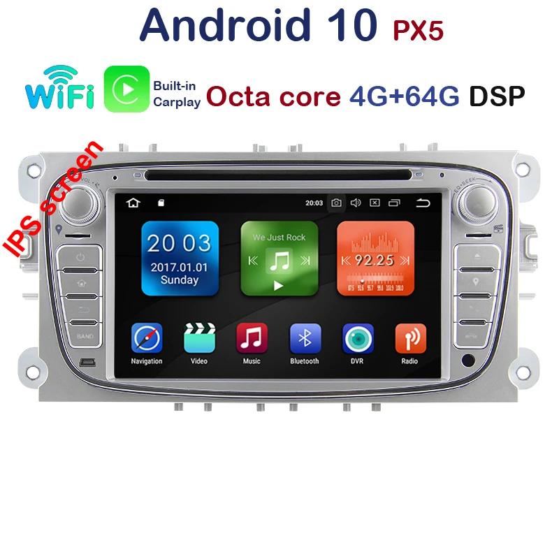 Автомобильный мультимедийный плеер Android 10 0 GPS 2 Din для FORD Focus/Mondeo/S MAX/C MAX/Galaxy