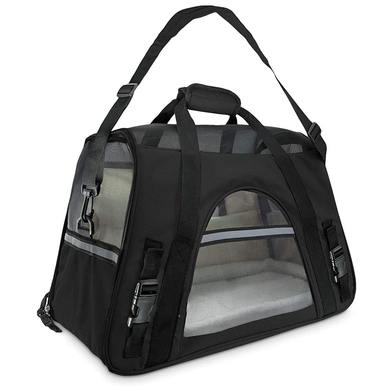 

Soft-Sided Carriers for Cats and Dogs Air-Plane Travel On-Board Under Seat Carrying Bag with Fleece Bolster Bed