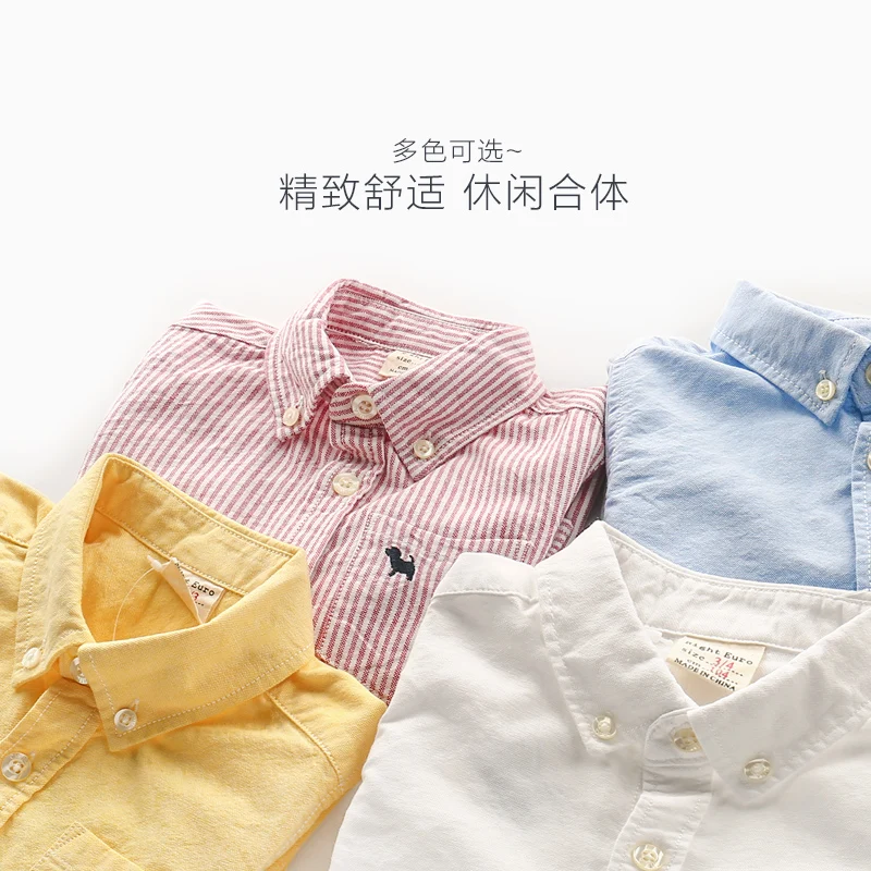 Рубашка с длинными рукавами из чистого хлопка для мальчиков осенняя одежда