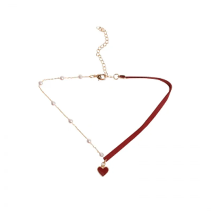 

Sweet New Trend Enamel Red Love Heart Choker Necklace for Women Temperament Elegant Simple Clavicle Chain For Girl Party Jewelry