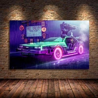 car delorean dmc back to the future movie poster motivational poster wall art canvas painting for bedroom room cuadros unframed