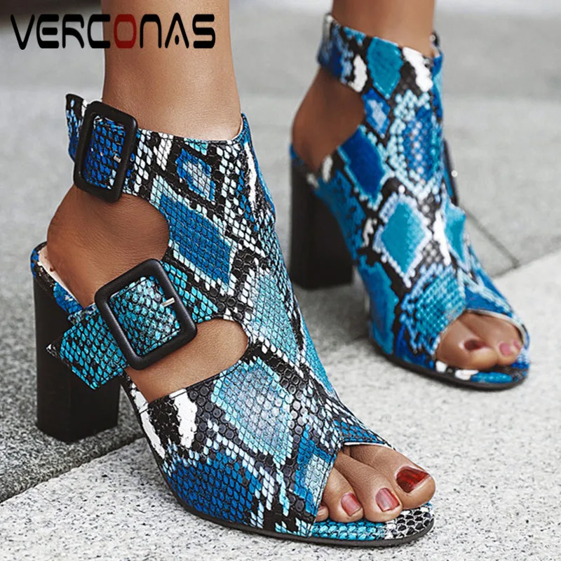 

VERCONAS Women Cool Boots Fashion Thick Heel Popular Top Quality Concise Peep Toe Wild Sandals High Heeled Shallow Shoes Woman