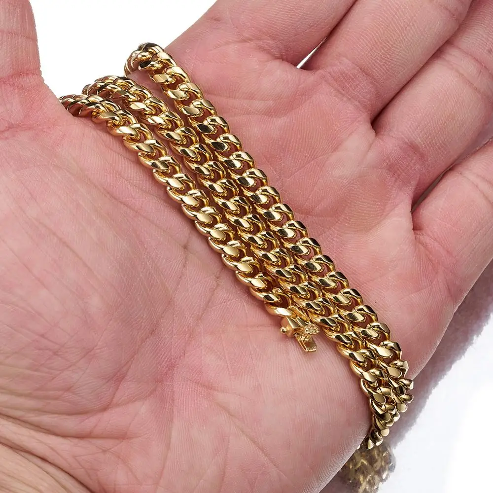 

8mm 7-40" Charming Stainless Steel Gold Dragon Claw Clasp Miami Cuban Curb Link Chain Men Women Necklace Or Bracelet Hot Jewelry