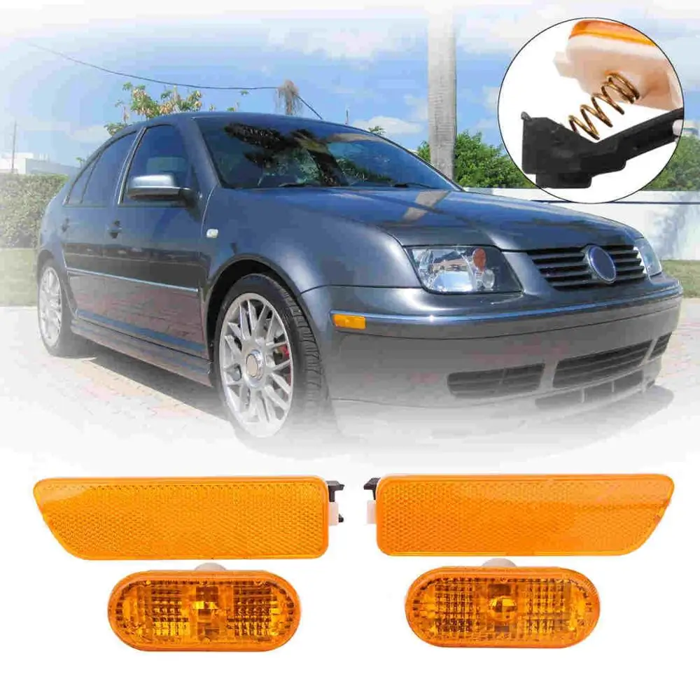 yellow Новая пара для крыло Дым бампер огни боковые маркеры для Volkswagen/VW для Jetta Golf MK4 1999 2000 2001 2002 2003 2004 2005 - Испускаемый цвет: yellow
