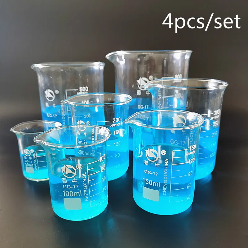 

1 комплект Низкий Высокий боросиликатный мерный стакан химии контейнер эксперимент лабораторное оборудование для школы
