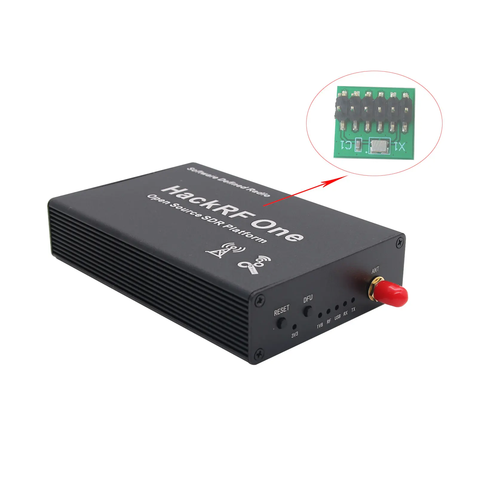 1MHz-6GHz HackRF One SDR Open Source Board + Aluminum Alloy Shell+High Precision Crystal Oscillator