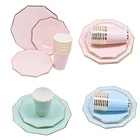 Набор одноразовой посуды для свадьбы, дня рождения, 24 шт., бумажные тарелки и стаканы