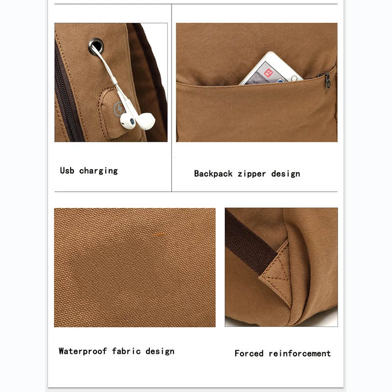 

New Canvas Student Backpack Bag Usb Charging Casual Large Laptop Designer Backpack Capacity School Bags For Teenagers 2021