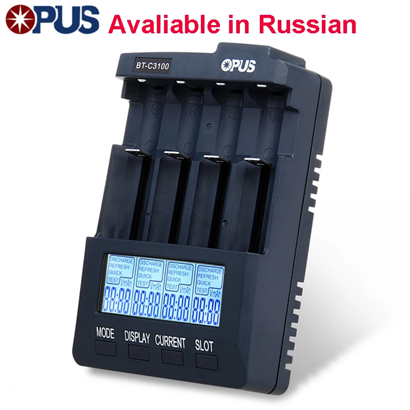 OPUS BT-C3100 зарядное устройство V2.2 smart 4 слота цифровое интеллектуальное зарядное устройство ЖК-экран Li-Ion NiCd NiMh Зарядное устройство US EU