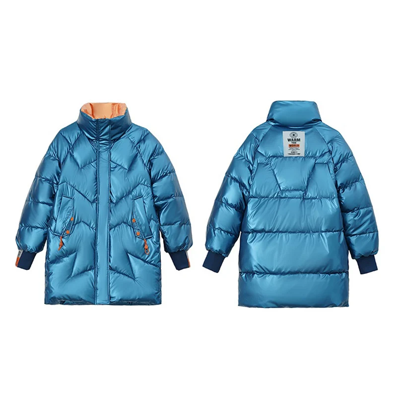 Блестящее хлопковое пальто женская длинная новая зимняя парка куртка модная