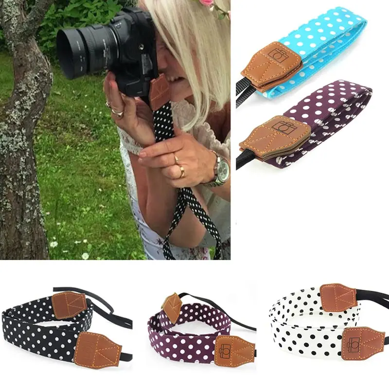 Универсальный ретро ремешок в горошек Синий плечевой ремень для камеры шейный
