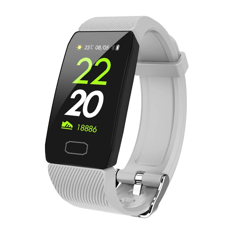Серый Q1 24-hour Heart Rate Blood Oxygen Monitor Smart Watch Band bluetooth Sports Mode Weather Alarm Multi-language Wristband Fitness - Цвет: Серый