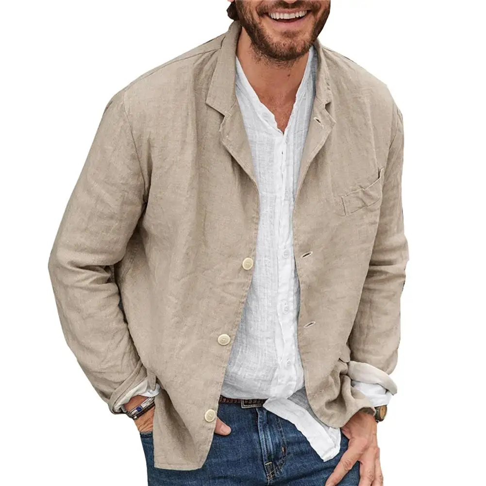 

Men Autumn Casual Solid Color Long Sleeve Single-breasted Blazer Coat Jacket