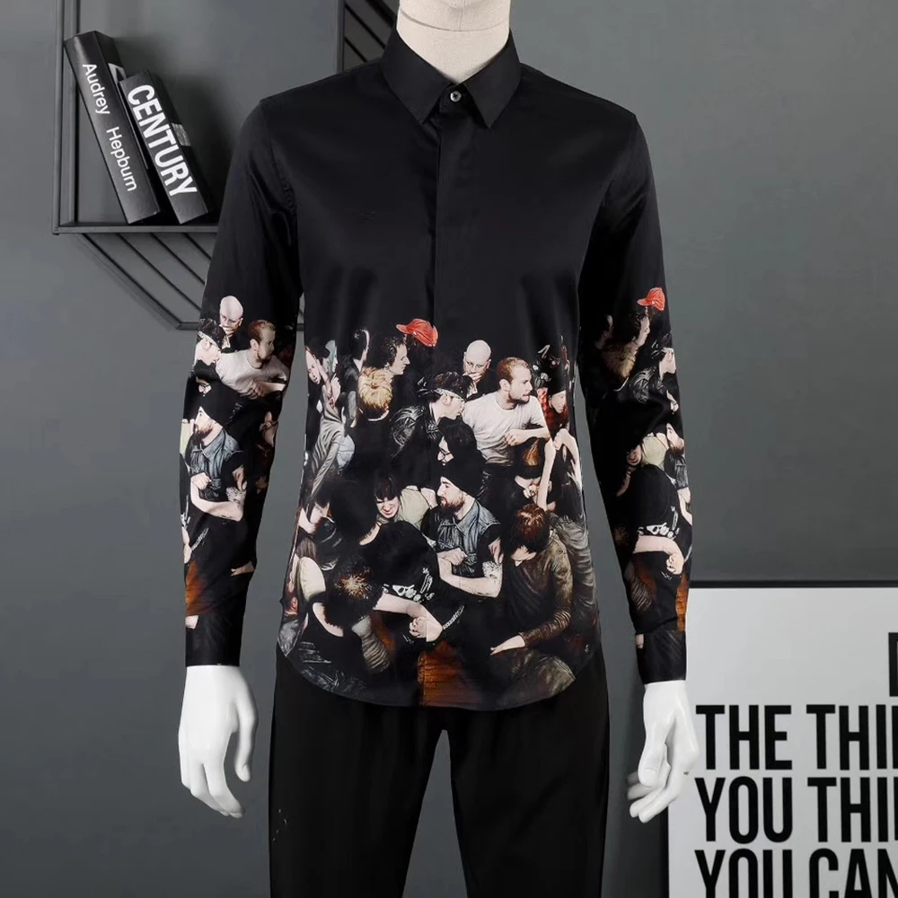 DUYOU Мужская рубашка хлопок мужская классическая 3D религиозная Художественная