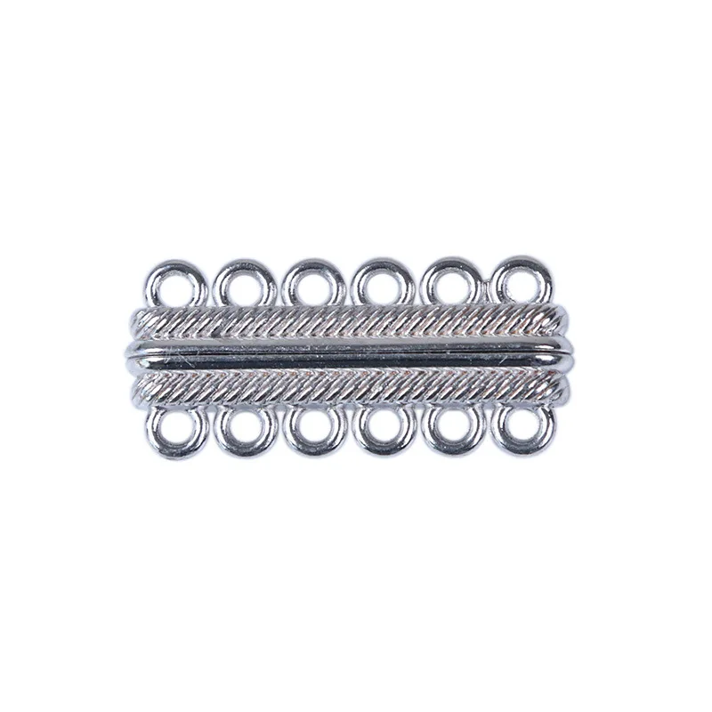 Rhodium X-ROYAL, 10 шт./партия, сделай сам, изготовление ювелирных изделий, сплав, родиевый цвет, 6 нитей, магнитная застежка, пряжка, кожаные браслеты, застежки - Цвет: Rhodium