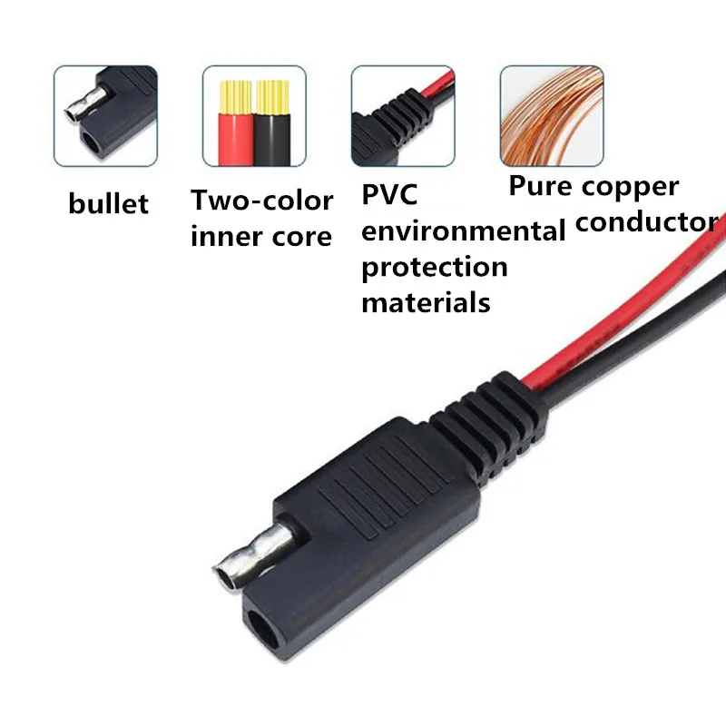 

5 шт. 18AWG самодельный Удлинительный Автомобильный Кабель SAE Power 2 Pin с кабелем разъема SAE быстрое отключение