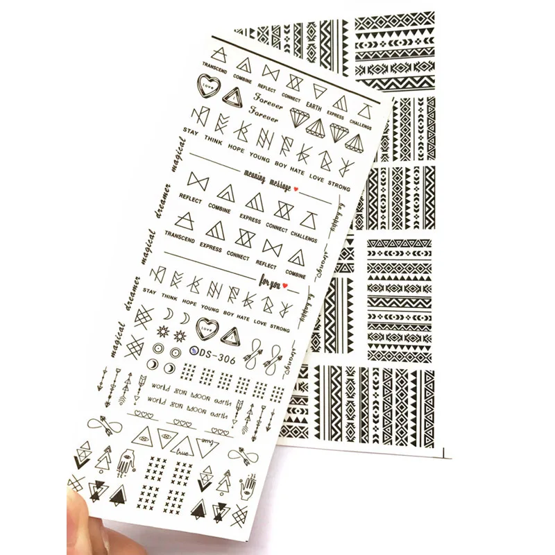 

1 лист наклеек для ногтей водонепроницаемые геометрические узоры наклейки для ногтей декор для ногтей DIY EF