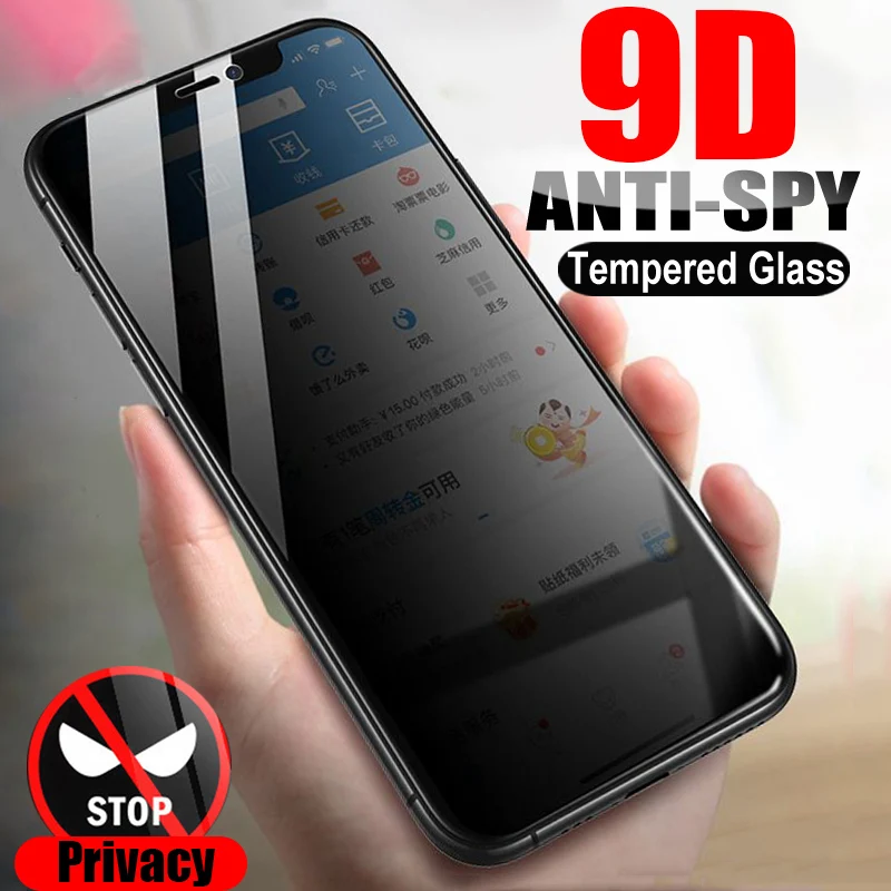 

9D Privacy Tempered Glass For iPhone 12 11 Pro Max 12 11 Pro X XS XS Max Screen Glass For iPhone 11 12 12 Mini XR 8 7 Plus 7 8