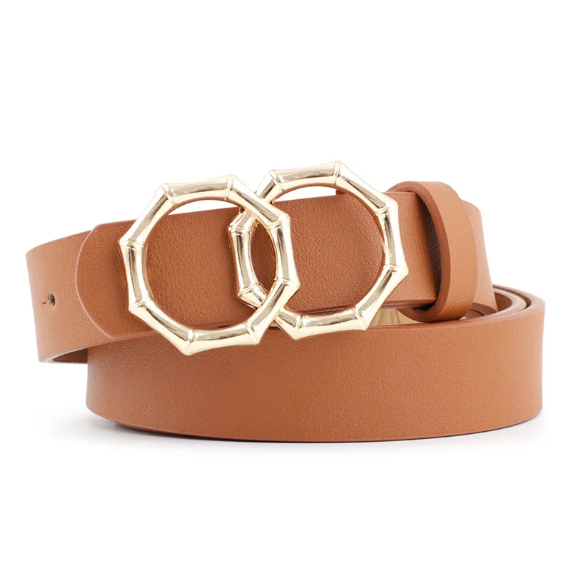 Женский ремень с двойной пряжкой черный кожаный для платья белого и коричневого