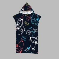 customizable microfiber bath towel hooded surf beach swimwear 3d game series printed swimsuit poncho quick dry travel robe