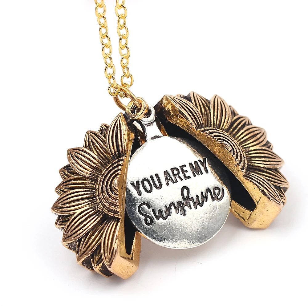 Заказное ожерелье из подсолнечника для женщин You are my sunshine открытый медальон