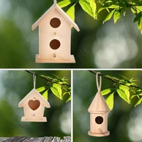 wooden bird house outdoor hanging wall mounted bird nest parrot cockatiels cage toy birdhouse home decoration gardening pendant