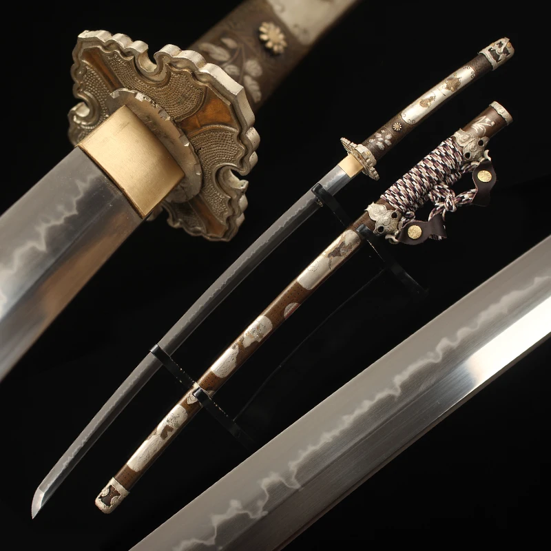 Японская катана 1095 стальная ГЛИНА ЗАКАЛЕННОЕ лезвие бритва острый настоящий