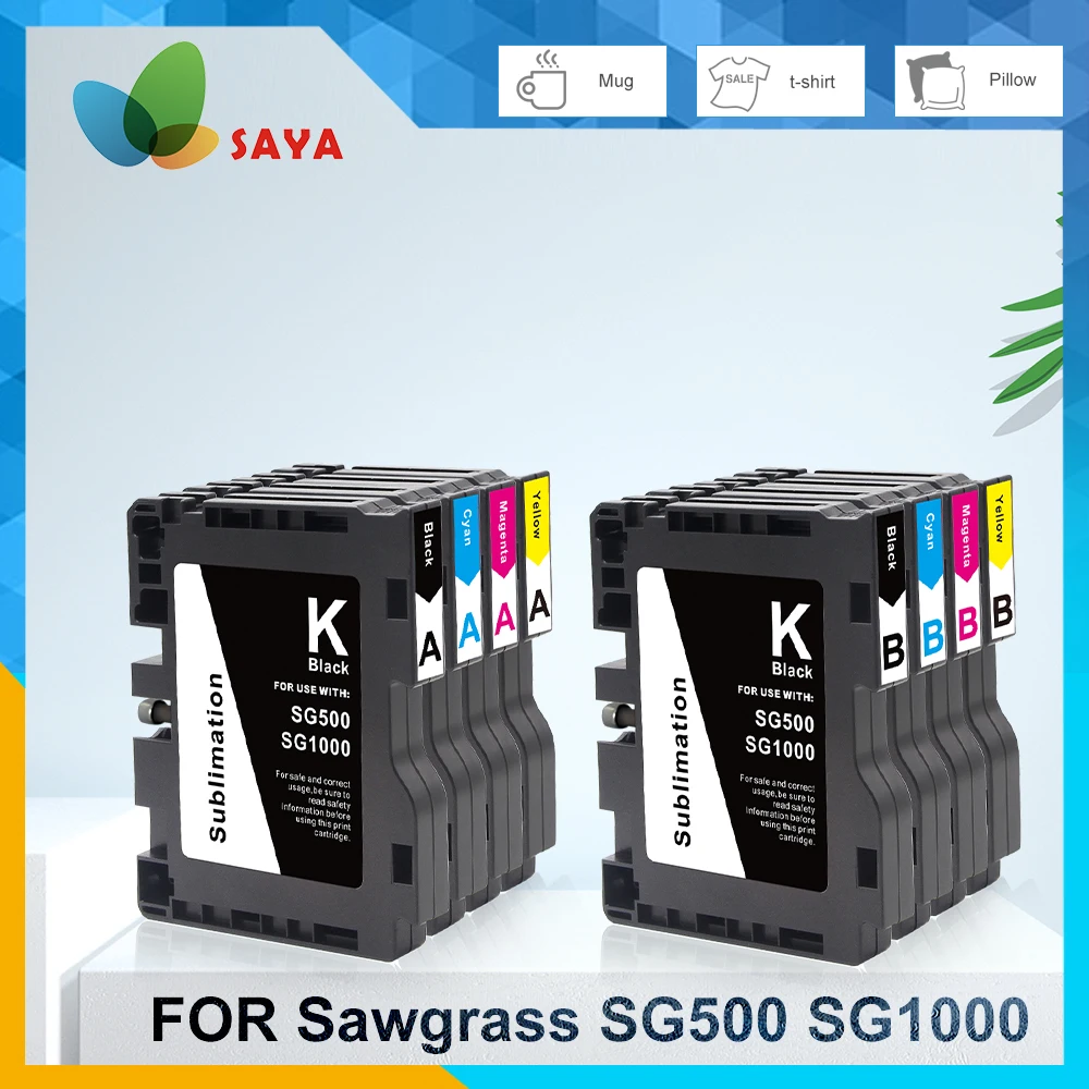 Online 沙耶SG500 a + b昇華インクカートリッジリコーソーグラスSG500 SG1000インクジェットプリンタ昇華tシャツカップ4色 8個