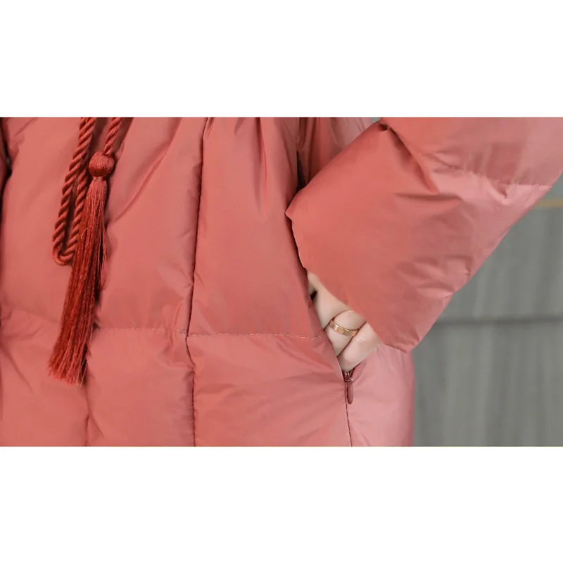 

Hooded Cotton Coats women winter new Casual warm Medium and long section outerwear female fashion Slim Pockets Parkas