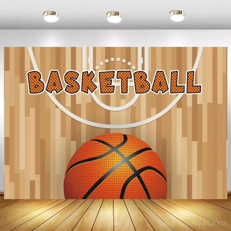 

Big Basketball Brown Wood Board Photography Backgrounds Children Boy Birthday Family Party Dinner Table Backdrops Decor Supplies