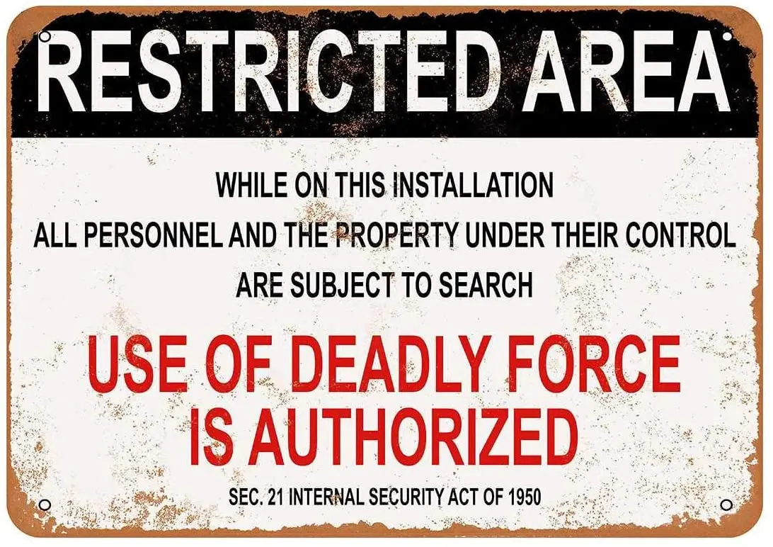 

Diuangfoong Military Use of Deadly Force is Authorized Vintage Look Metal Sign 12"×8"