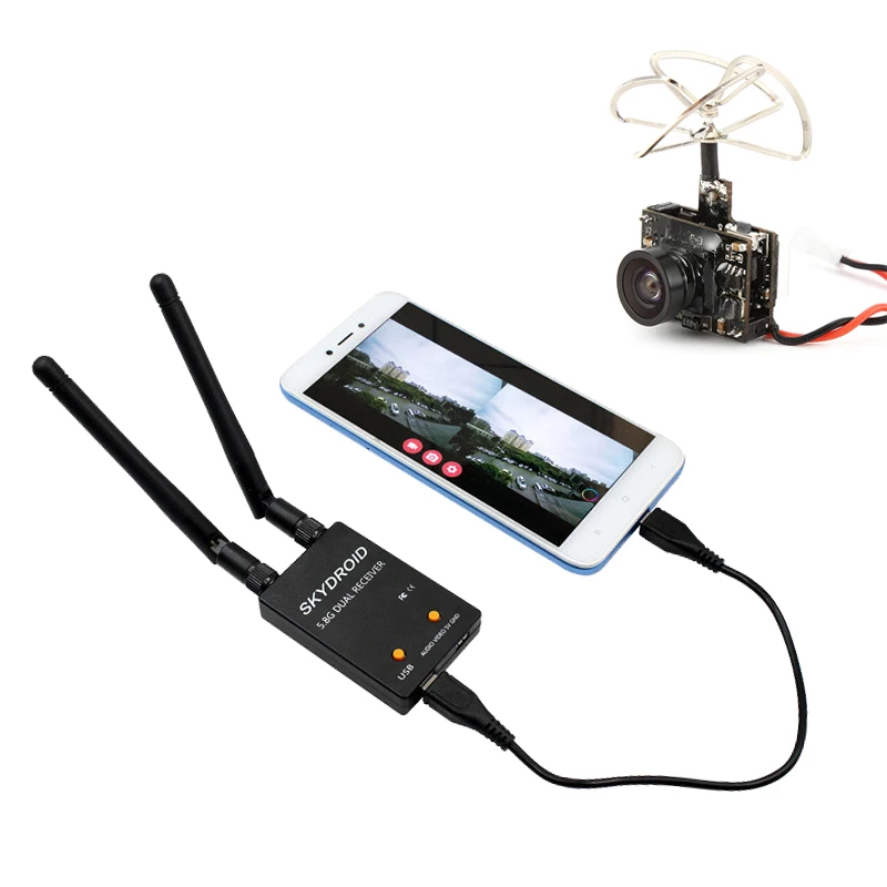 Skydroid 5.8Ghz 150CH UVC FPV Receiver + TX03 72CH 25mW/50mW/200mW 600TVL FPV Camera Transmitter for Tablet FPV System RC Drone
