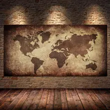 The World Map Retro Canvas Painting Vintage Poster Print Wall Card Photography Background Cloth Living Room Home Decor Unframed