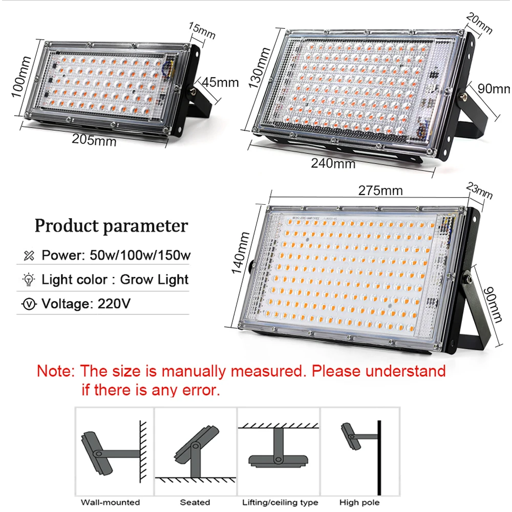 Светодиодный светильник для выращивания 50 Вт 100 150 220 В фито-лампа полного спектра