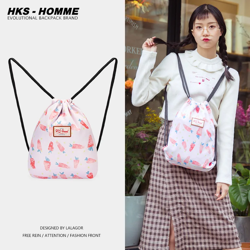 

Школьный ранец для девочек-подростков, водонепроницаемый рюкзак на шнурке с мультяшным рисунком, Вместительная дорожная сумка с кубиками